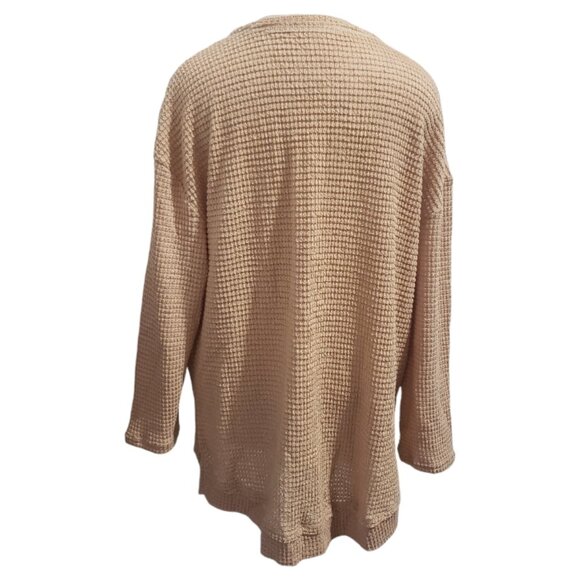 CT1942 Tan Ladies Waffle Pattern Long Sleeve Blouse S - Picture 4 of 4
